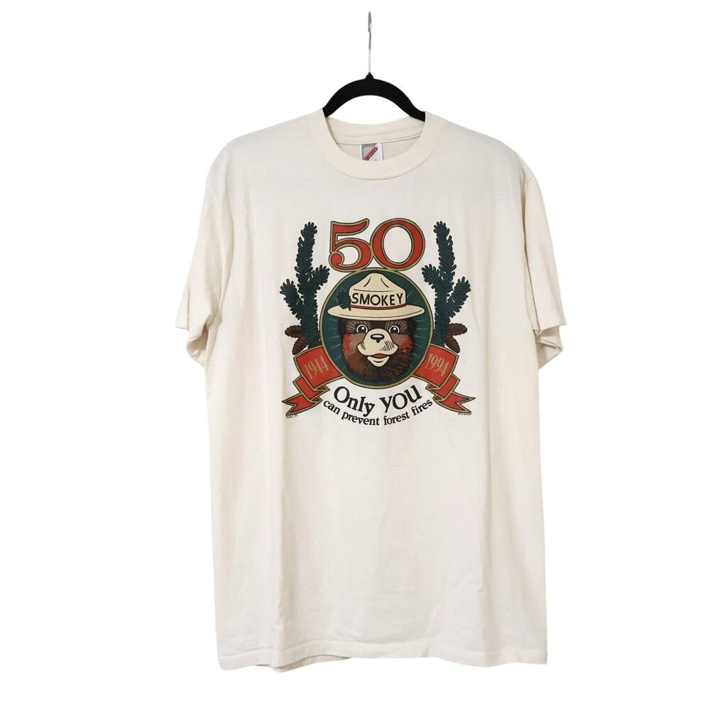 Vintage Jerzees Smokey the Bear Forest Fires 50th Anniversary Shirt L 90s